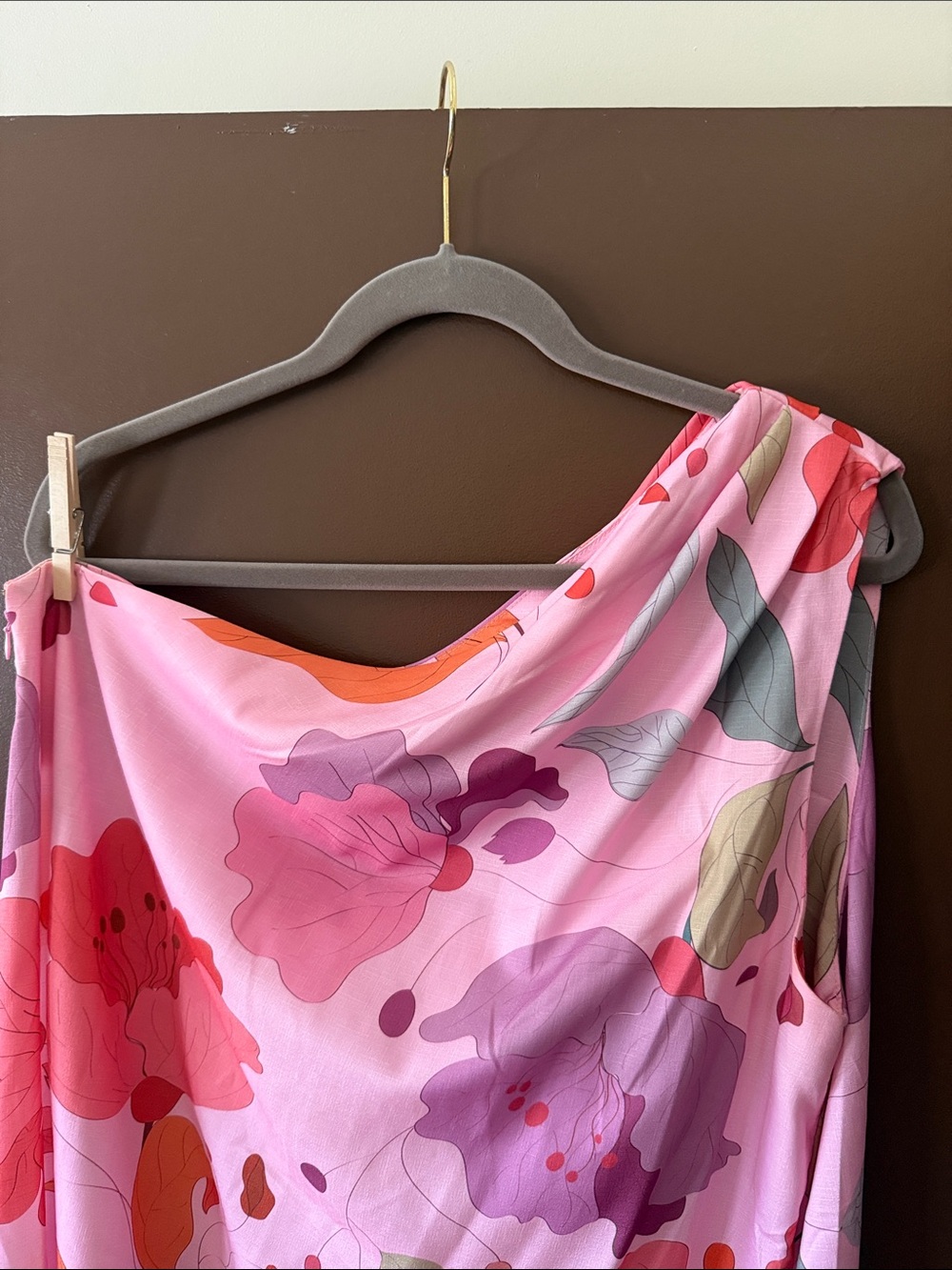 Petal + Pup Pink Floral Maxi One Shoulder Dress - Picture 2 of 7